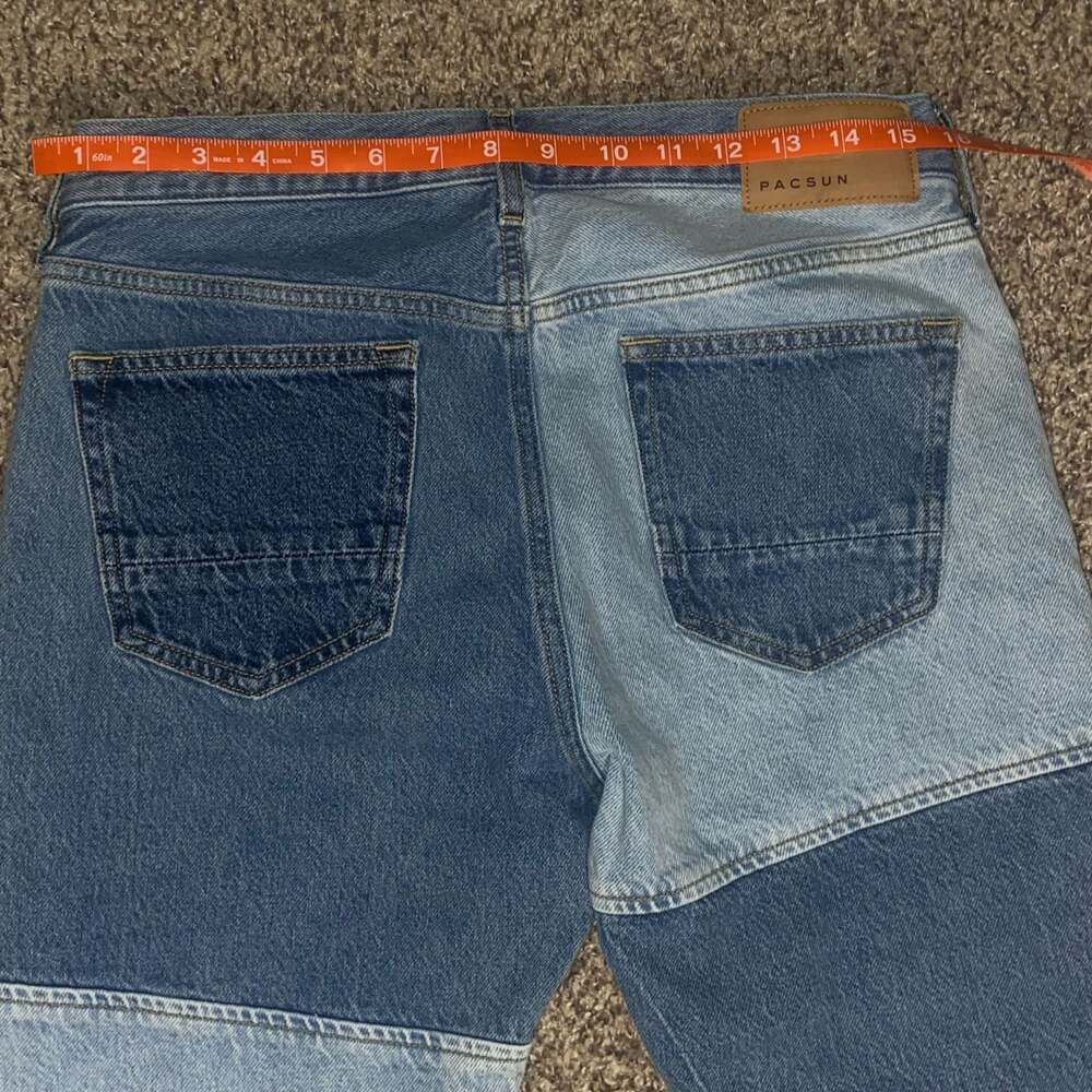 PacSun Eco Indigo Patchwork Slim Tapered Jeans 30x32 - Picture 4 of 5